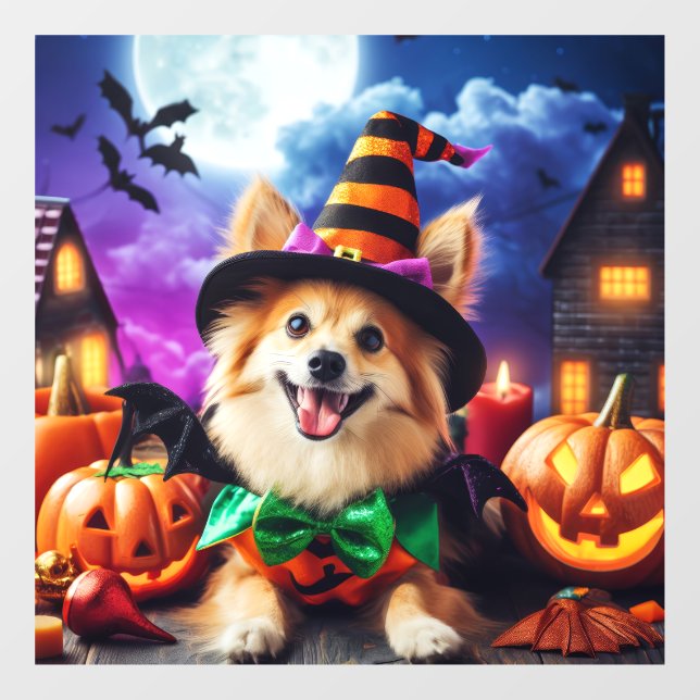 Autocollant Pour Fenêtre Bewitching Pup's Halloween Howl (Feuille)