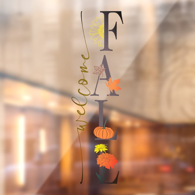 Autocollant Pour Fenêtre Bienvenue à la saison d'automne Feuilles Fleur de  (Feuille 2)