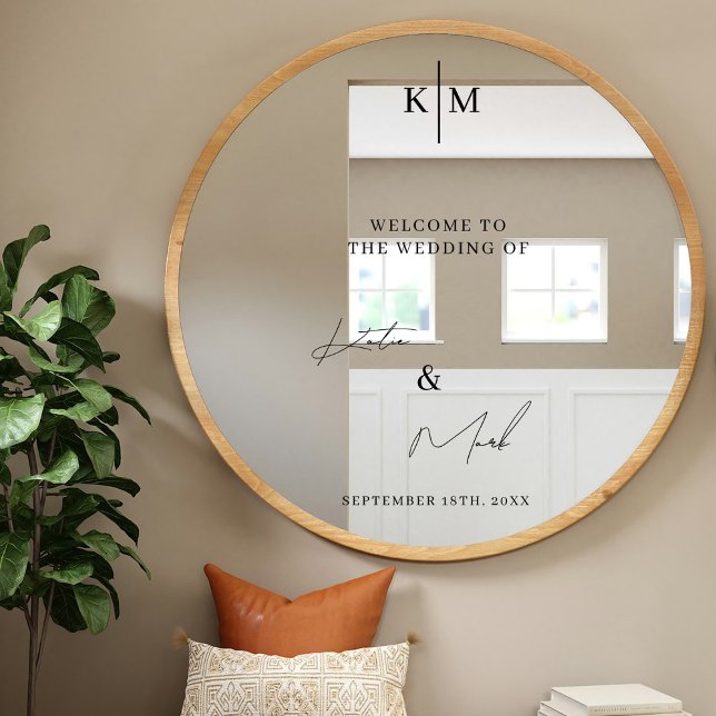 Autocollant Pour Fenêtre Bienvenue Moderne À Notre Décal Minimaliste Mariag (Modern Welcome To Our Wedding Minimalist Decal)