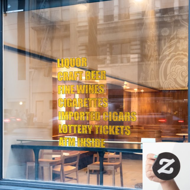 Autocollant Pour Fenêtre Bière D'Artisanat Vins Beaux Cigars Lotto Atm Etc (Fenêtre de café)