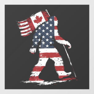 Autocollant Pour Fenêtre Bigfoot Holding Canada Flag 51e Trump d'État