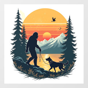 Autocollant Pour Fenêtre Bigfoot Vintage Marche Chien Montagne Coucher de s