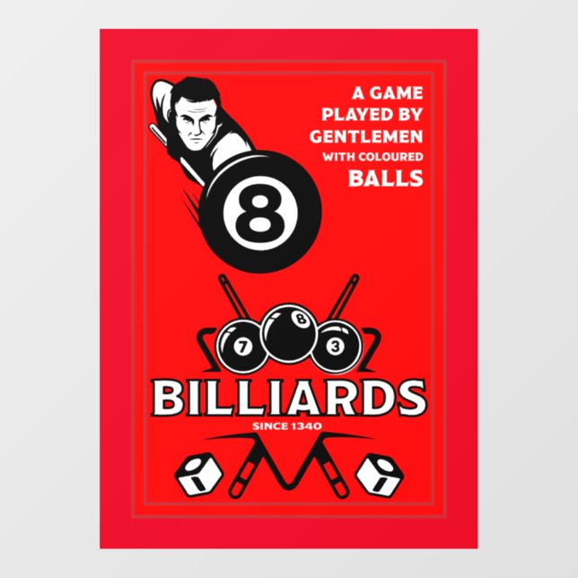 Autocollant Pour Fenêtre Billards de poche vintages (Feuille)