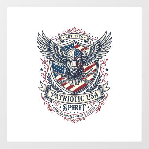 Autocollant Pour Fenêtre Bison Aigle Patriotique Crête Animal Hybride Patri