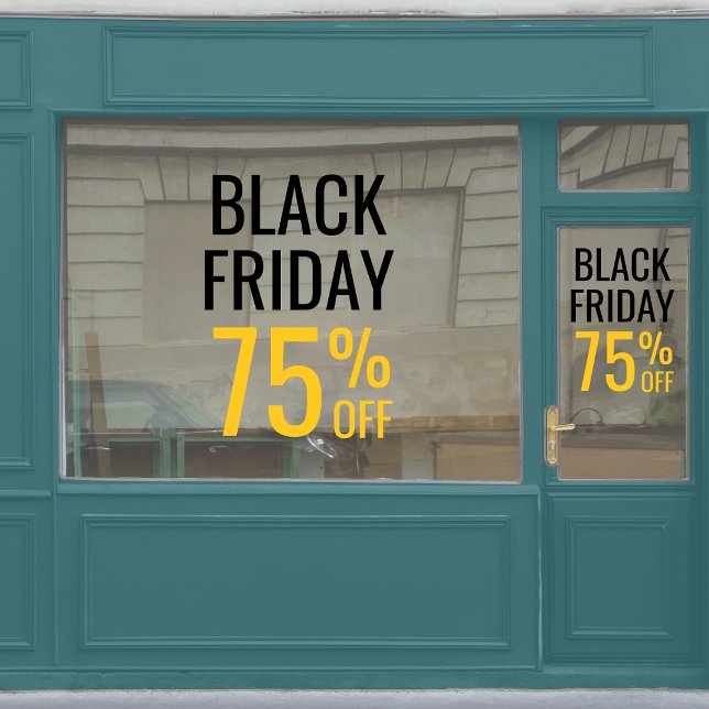 Autocollant Pour Fenêtre Black Friday Store Vente Entreprise Noir et Jaune (Créateur téléchargé)