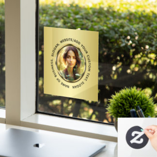 Autocollant Pour Fenêtre Black & gold design, Logo or Photo in gold circle,