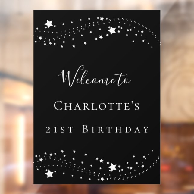 Autocollant Pour Fenêtre Black silver stars élégant fête d'anniversaire bie (Feuille 2)