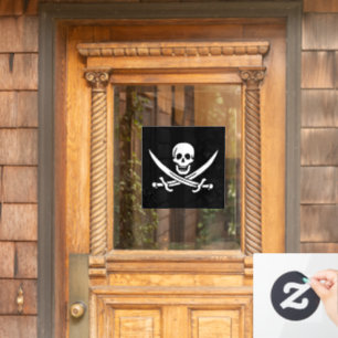 Autocollant Pour Fenêtre Blanc, Drapeau Pirate Calico Jack, Crâne & Cutlass