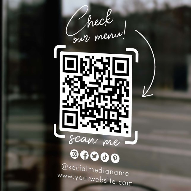 Autocollant Pour Fenêtre Blanc Transparent Business QR Code Social Media (White Transparent Business QR Code Social Media Window Cling)