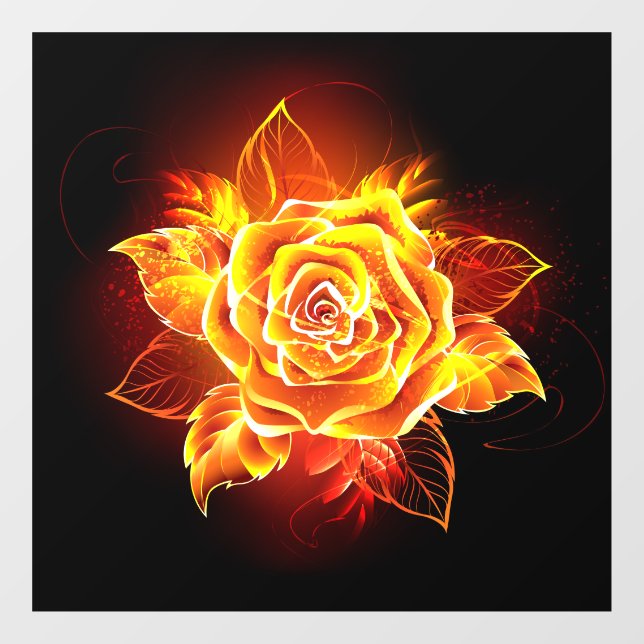 Autocollant Pour Fenêtre Blooming Fire Rose (Feuille)