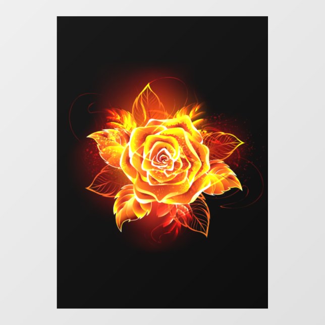 Autocollant Pour Fenêtre Blooming Fire Rose (Feuille)