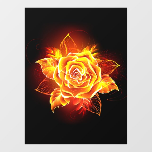 Autocollant Pour Fenêtre Blooming Fire Rose (Feuille)