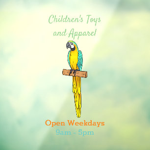 Autocollant Pour Fenêtre Blue-and-yellow macaw bird cartoon illustration