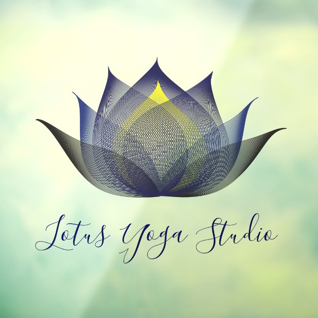 Autocollant Pour Fenêtre Blue Lotus Flower Art Élégant Unique Studio Yoga (Feuille 3)