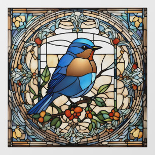 Autocollant Pour Fenêtre Bluebird Faux Vitrail Oiseau bleu