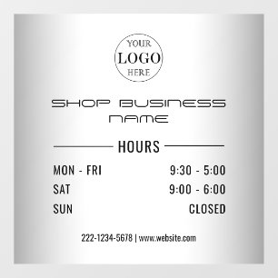Autocollant Pour Fenêtre Blurred Grey Horaires d'ouverture Logo Entrepris
