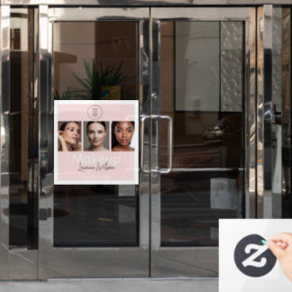 Autocollant Pour Fenêtre  Blush Pink Hair, Makeup & Beauty Studio Branding 