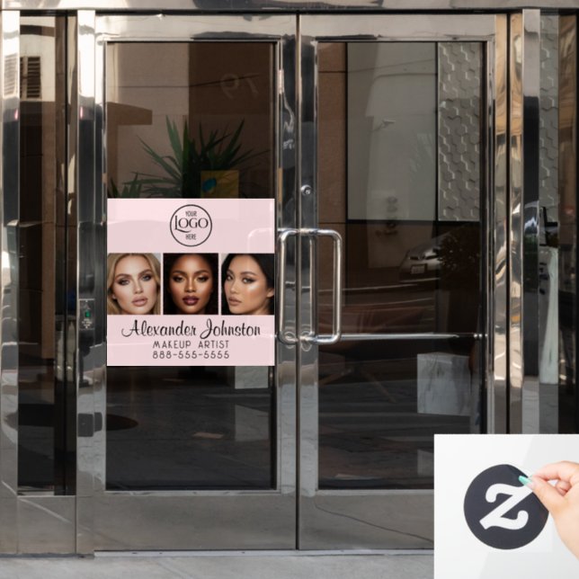 Autocollant Pour Fenêtre Blush Pink Script Logo Photo Makeup Studio Window (Porte de bureau)