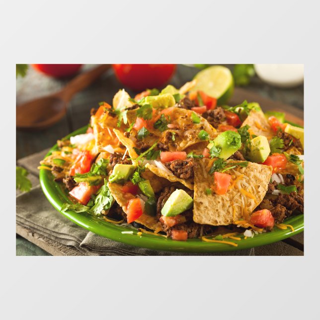 Autocollant Pour Fenêtre Boeuf chargé et fromage Nachos mexicain Photo de l (Feuille)