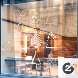 Autocollant Pour Fenêtre Boho Arbres de Noël Dusty Rose Fenêtre Clair