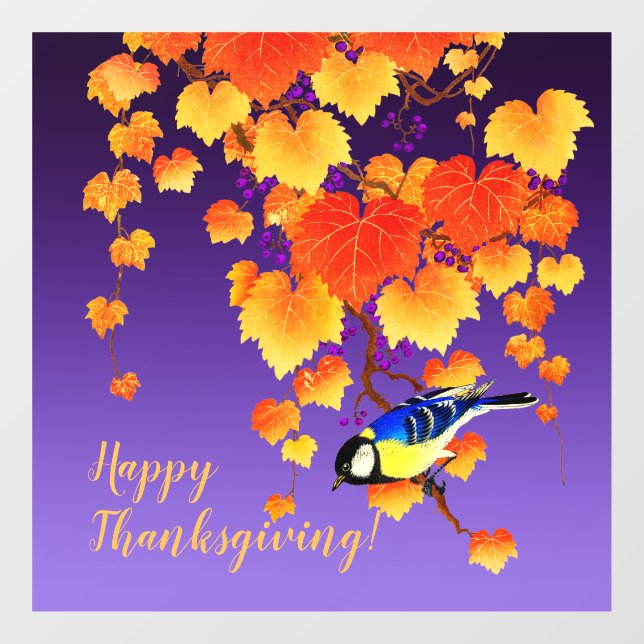 Autocollant Pour Fenêtre Bon thanksgiving Automne Graphe Orange Gold Feuill (Feuille)