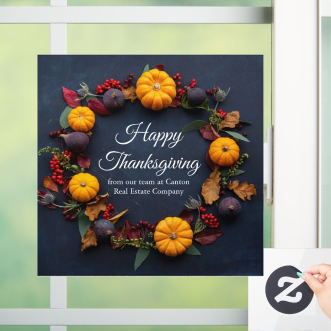 Autocollant Pour Fenêtre Bon thanksgiving Business Citrouille Wreath Modern (Maison)