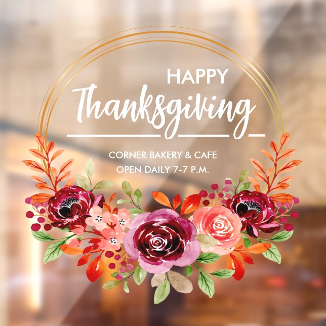Autocollant Pour Fenêtre Bon thanksgiving Floral Wreath (Feuille 2)