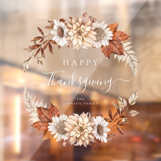 Autocollant Pour Fenêtre Bon thanksgiving Rustic Fall Leaves (Feuille 2)