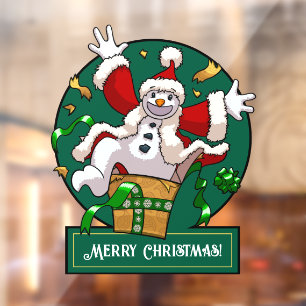 Autocollant Pour Fenêtre Bonhomme de neige drôle Joyeux Noël Surprise Dessi