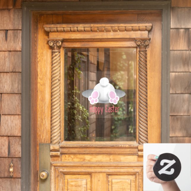 Autocollant Pour Fenêtre Bonne Pâques mignonne queue de lapin (Porte d'accueil)