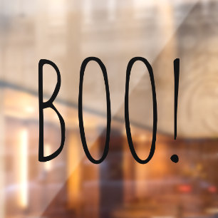 Autocollant Pour Fenêtre Boo noir typographie éffrayante drôle mignon Hallo