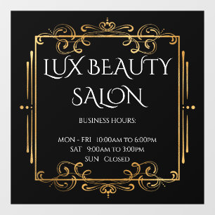 Autocollant Pour Fenêtre Boucles d'or Black Elegant Business Heures d'ouver