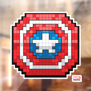 Autocollant Pour Fenêtre Bouclier Captain America pixelisé 16 bits