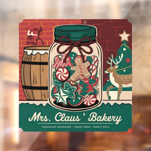 Autocollant Pour Fenêtre boulangerie Mme Claus vintage (Feuille 2)