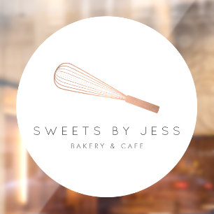 Autocollant Pour Fenêtre Boulangerie rose Gold Whisk