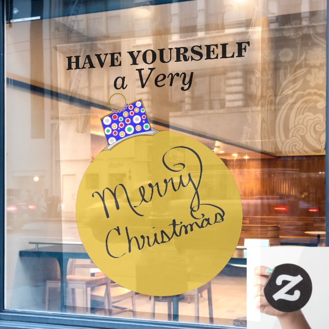 Autocollant Pour Fenêtre Boule d'or Joyeux Noël (Fenêtre de café)