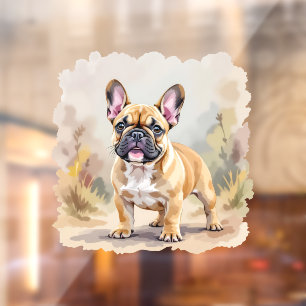 Autocollant Pour Fenêtre Bouledogue Français couleur fauve marron Chien Fre