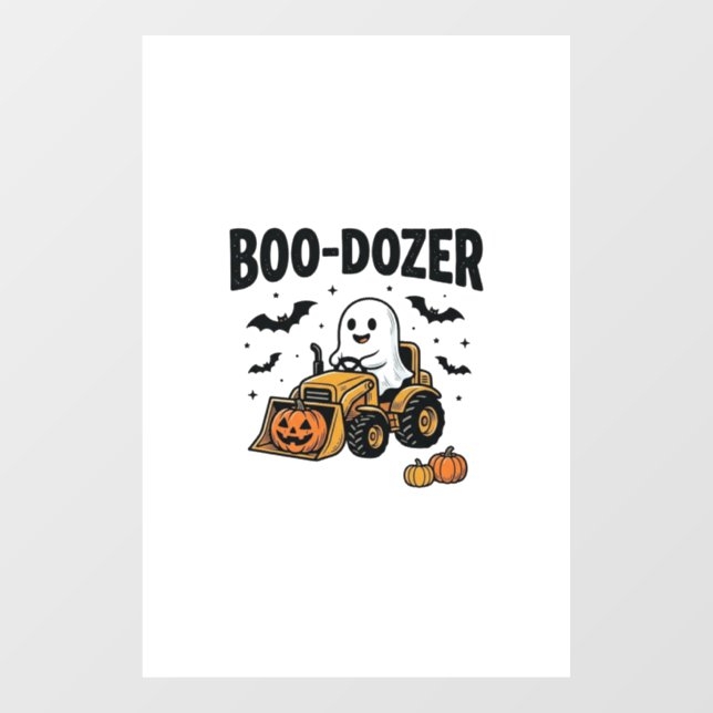 Autocollant Pour Fenêtre Bouteur fantôme Halloween Boo-Dozer Design_1 (Feuille)