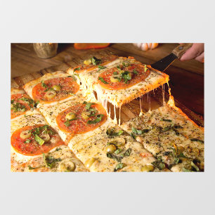 Autocollant Pour Fenêtre Boutique de Pizza Végétarienne Pizza Carrée