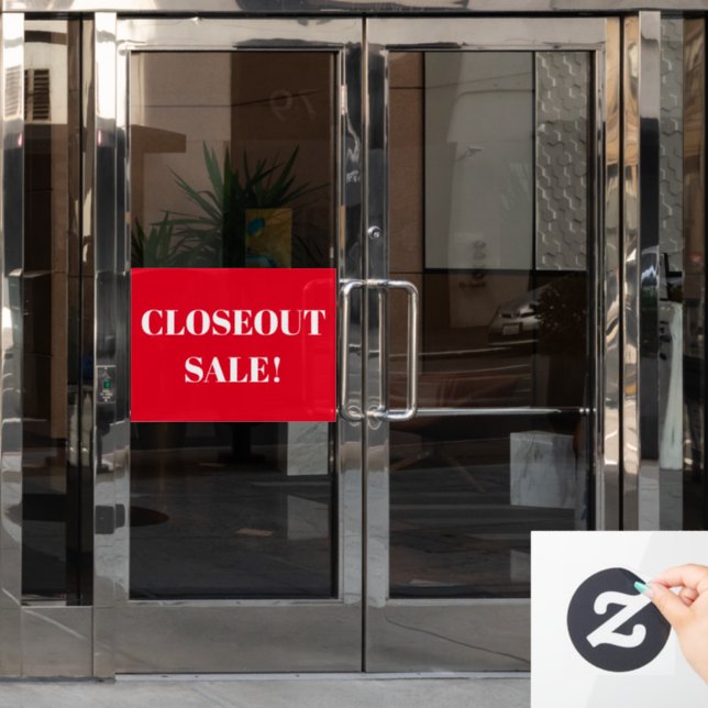 Autocollant Pour Fenêtre Boutique Fermer Vente Rouge (Porte de bureau)