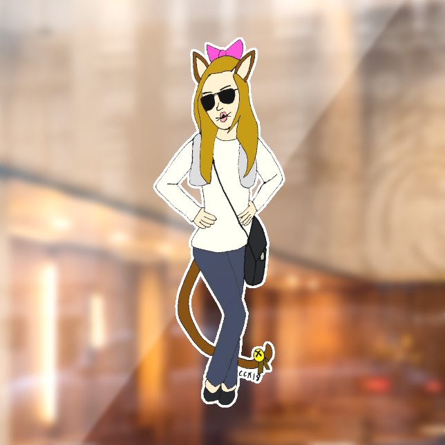 Autocollant Pour Fenêtre bouton catgirl (Feuille 2)