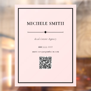 Autocollant Pour Fenêtre Bureau professionnel simple Noir Rose avec code QR