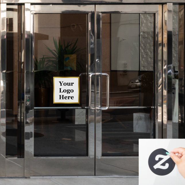 Autocollant Pour Fenêtre Business Gold et White Votre logo ici Modèle (Porte de bureau)