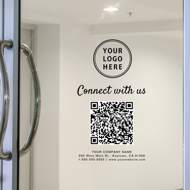 Autocollant Pour Fenêtre Business Logo Connect With Us Create Your QR Code  (Business Logo Connect With Us Create Your QR Code Window Cling)