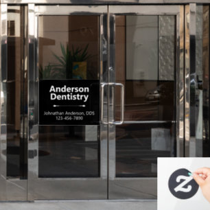 Autocollant Pour Fenêtre Cabinet Dentaire Noir et Blanc Nom Dentiste Téléph