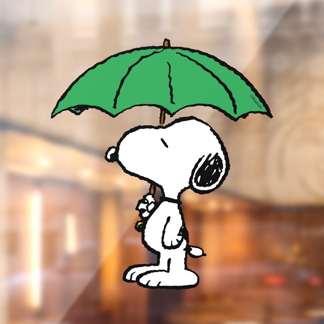 Autocollant Pour Fenêtre cacahuètes | Parapluie vert Snoopy (Feuille 2)