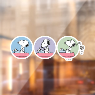 Autocollant Pour Fenêtre cacahuètes   Snoopy à la machine à écrire