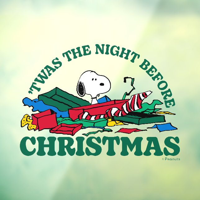 Autocollant Pour Fenêtre cacahuètes | Snoopy 'C'était la nuit avant Noël (Feuille 3)