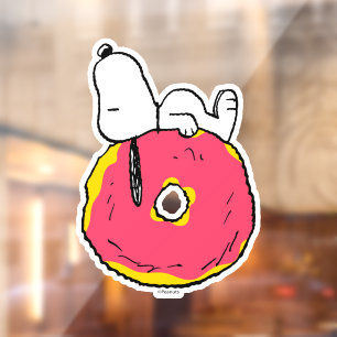 Autocollant Pour Fenêtre cacahuètes   Snoopy Donut rose