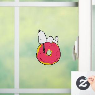 Autocollant Pour Fenêtre cacahuètes   Snoopy Donut rose
